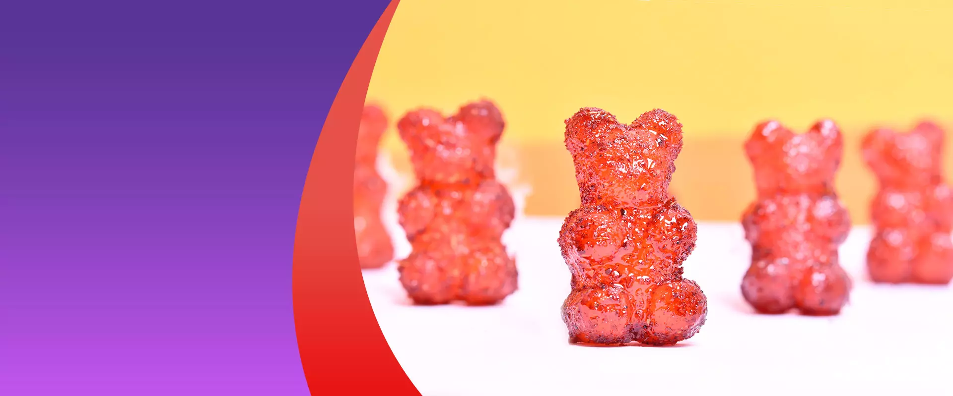 Banner de gomitas de osito enchilado Acidul con un toque picante
